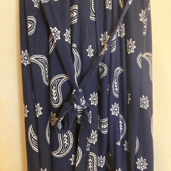 Faded Glory Paisley Floral Midi Dress Navy White XL Stretch Sleeveless Summer - Picture 3 of 6